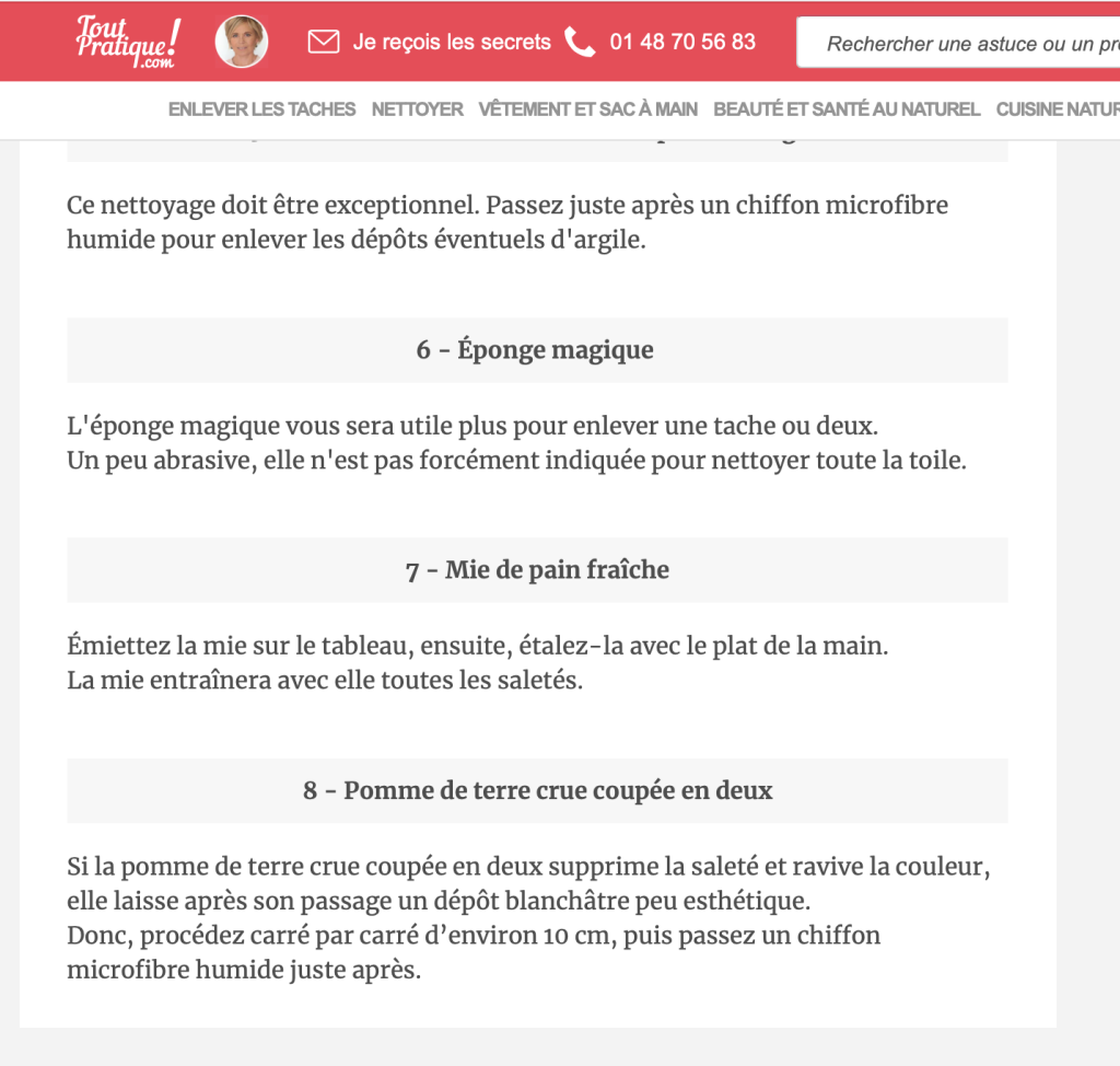 Résultats d’une recherche avec les mots « comment nettoyer un tableau »