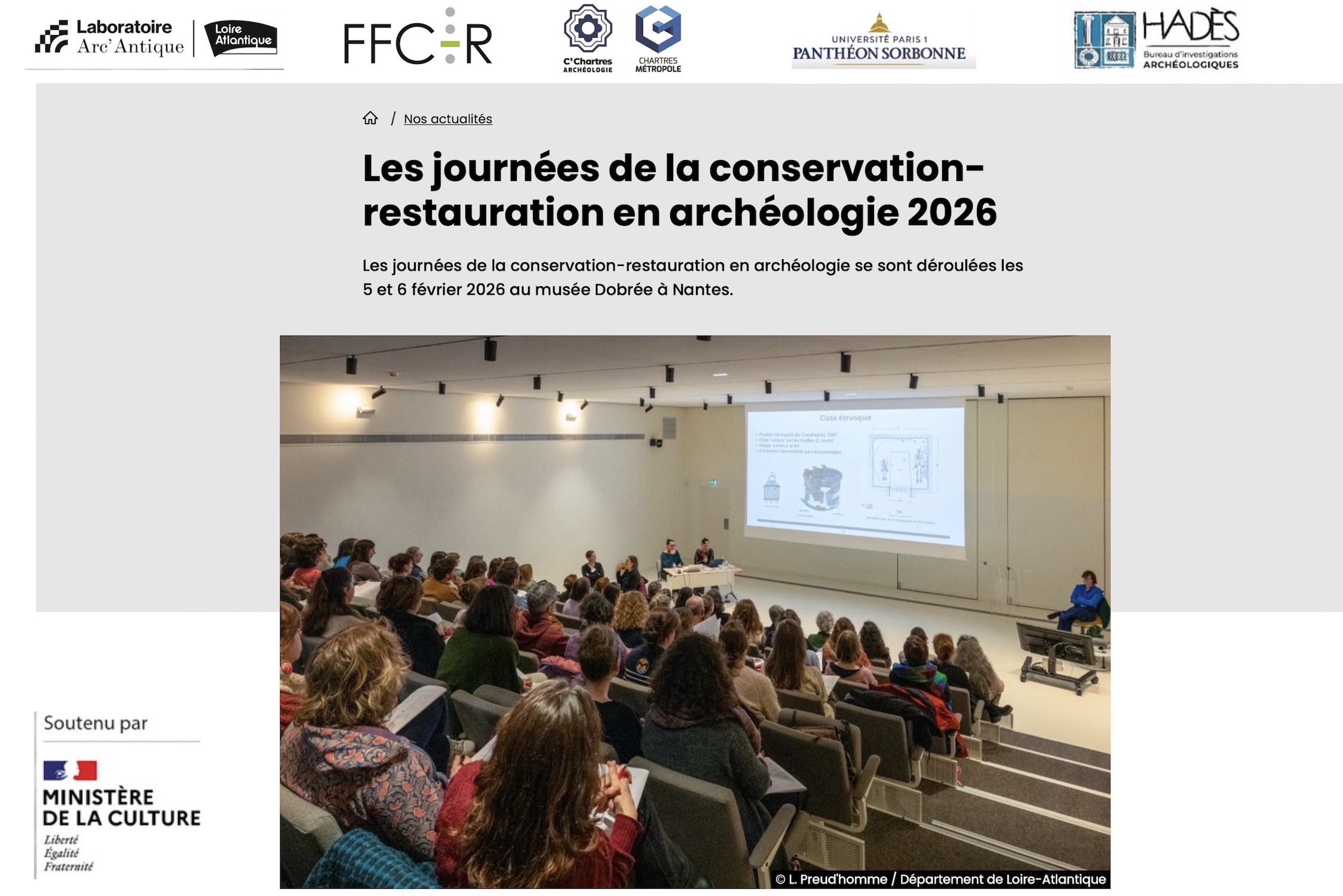 Captation – Journ&eacute;es de la conservation-restauration en arch&eacute;ologie 2026